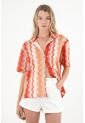 Camisa Tipo Bowling Estampada Para Mujer de Tennis