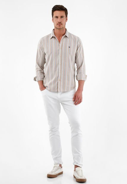 Camisa Café Manga Larga Para Hombre