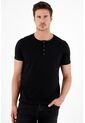 Camiseta Negra Tipo Henley Para Hombre de Tennis
