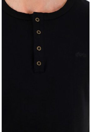 Camiseta Negra Tipo Henley Para Hombre