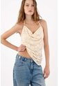 Tennis Top Ajustado Con Escote En Encaje Beige Para Mujer de Tennis