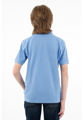 Polo Cuello Tejido Azul Para Niño
