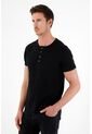 Camiseta Negra Tipo Henley Para Hombre de Tennis