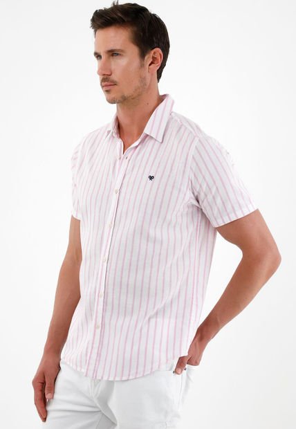 Camisa Rosada Manga Corta Para Hombre