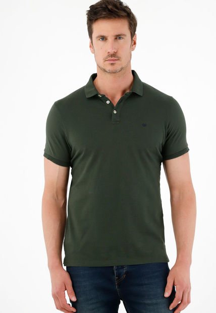 Polo Verde Cuello Tejido Para Hombre