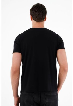 Camiseta Negra Tipo Henley Para Hombre