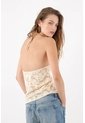 Tennis Top Ajustado Con Escote En Encaje Beige Para Mujer de Tennis