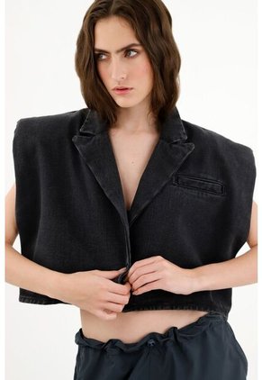 Tennis Chaleco Negro Tipo Blazer Para Mujer