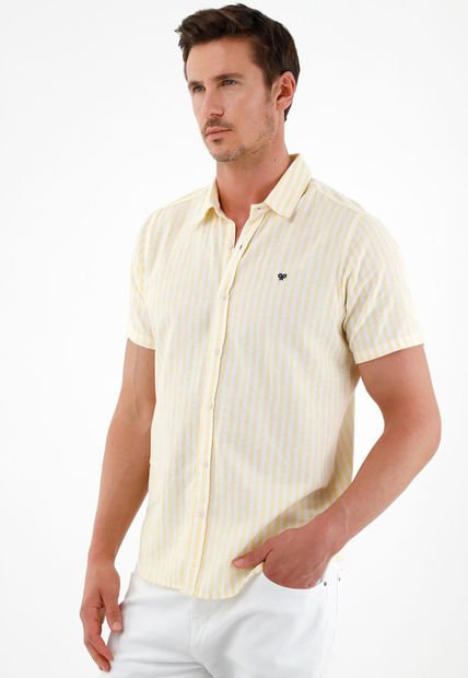 Camisa Amarilla Cuello Clásico Para Hombre