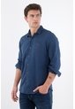 Tennis Camisa Manga Larga Regular Fit Con Micro Estampado En Algodón Azul Para Hombre de Tennis