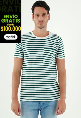 Tennis Camiseta De Rayas Verdes Para Hombre Tennis