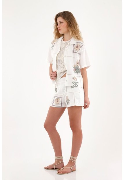 Tennis Camisa Manga Corta Con Estampados Localizados Para Mujer