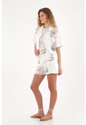 Tennis Camisa Manga Corta Con Estampados Localizados Para Mujer