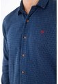 Tennis Camisa Manga Larga Regular Fit Con Micro Estampado En Algodón Azul Para Hombre de Tennis