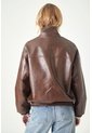 Tennis Chaqueta Bomber Con Argolla En El Cuello Tipo Cuero Café Para Mujer de Tennis