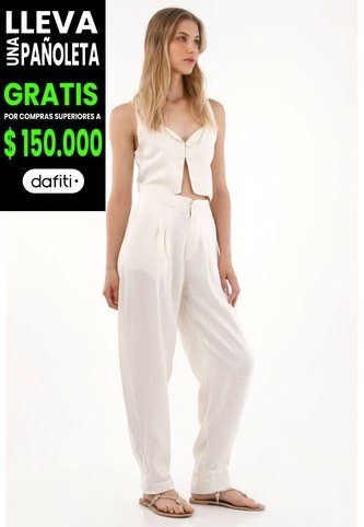 Tennis Pantalón Chino En 100% Lino Crudo Para Mujer Tennis