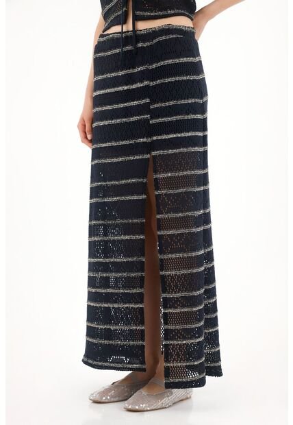 Tennis Falda Larga Tejida Con Diseño A Rayas Para Mujer