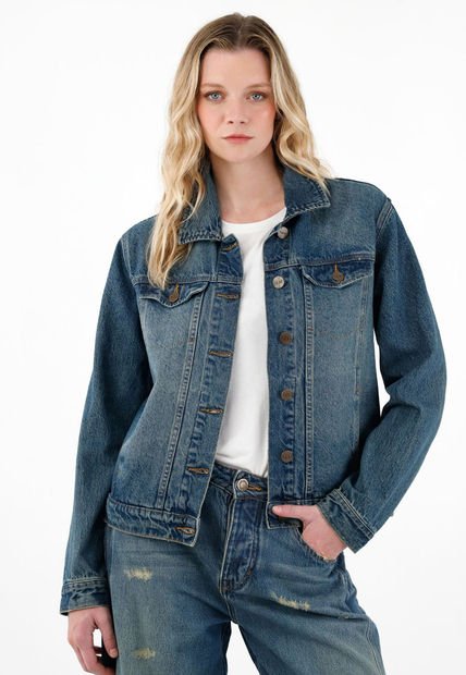 Chaqueta Azul En Denim Para Mujer