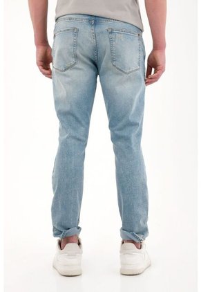 Tennis Jean Skinny Con Desgastes Azul Medio Para Hombre