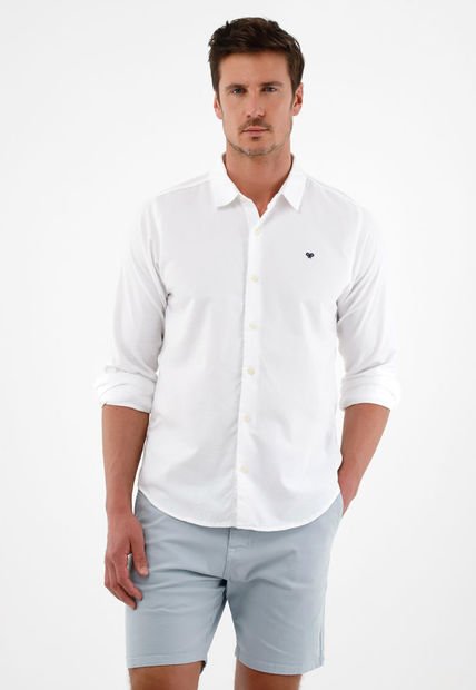 Camisa Blanca Manga Larga Para Hombre