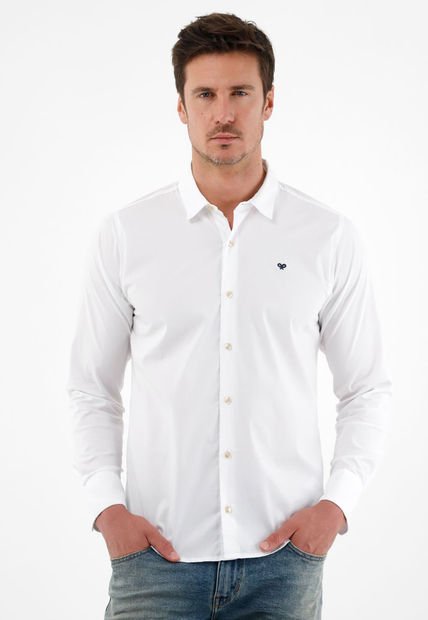 Camisa Blanca Manga Larga Para Hombre