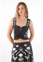 Tennis Camisa Tipo Corsé En Lino 100% Negra Para Mujer de Tennis