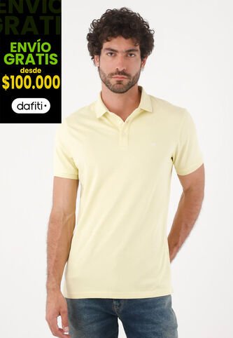 Tennis Polo Para Hombre En Algodón Amarillo Pastel Fit Clásico Con Logo Minimal Tennis