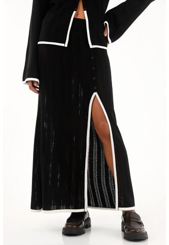 Tennis Falda Negra Midi Tejida Para Mujer Tennis