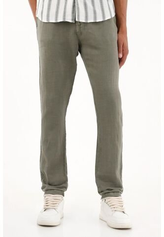 Tennis Pantalón Tipo Chino Verde En Lino 100% Para Hombre Tennis