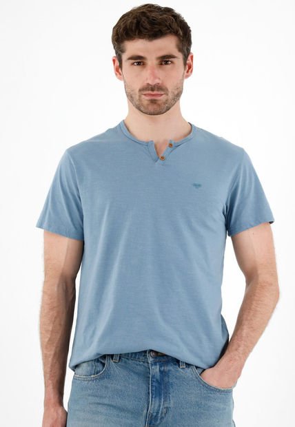Camiseta Azul Manga Corta Para Hombre