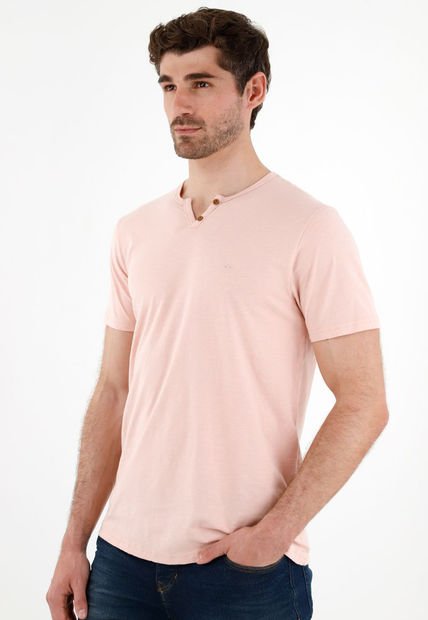 Camiseta Rosado Manga Corta Para Hombre