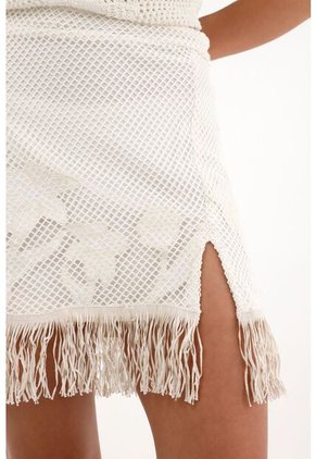 Tennis Falda Corta Con Flecos Crudo Para Mujer