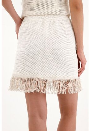 Tennis Falda Corta Con Flecos Crudo Para Mujer