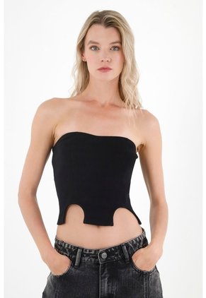 Tennis Camiseta Strapless Negra Para Mujer
