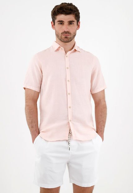 Camisa En Lino Rosada Para Hombre