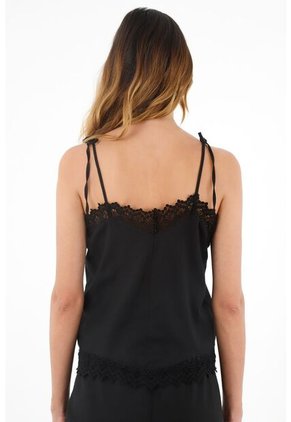 Tennis Camisa Negra De Tiras Ajustables Para Mujer