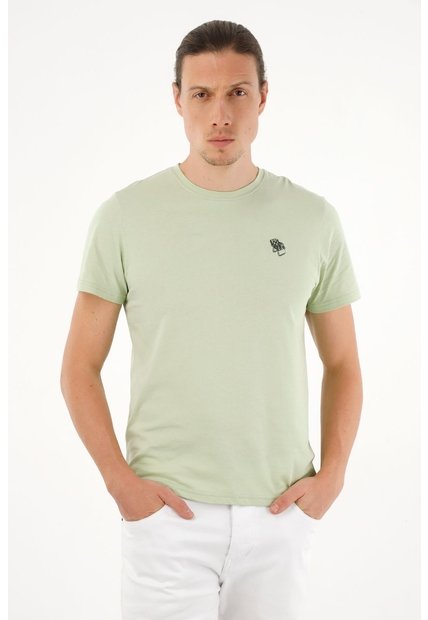 Tennis Camiseta Verde Estampada En Espalda Para Hombre