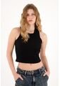 Tennis Camiseta Negra En Rib Manga Sisa Para Mujer de Tennis