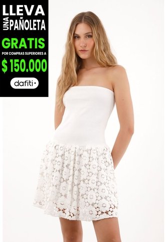 Tennis Vestido Corto Strapless Crudo Con Textura Suave Para Mujer Tennis