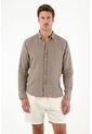Camisa Café 100% Lino Para Hombre de Tennis