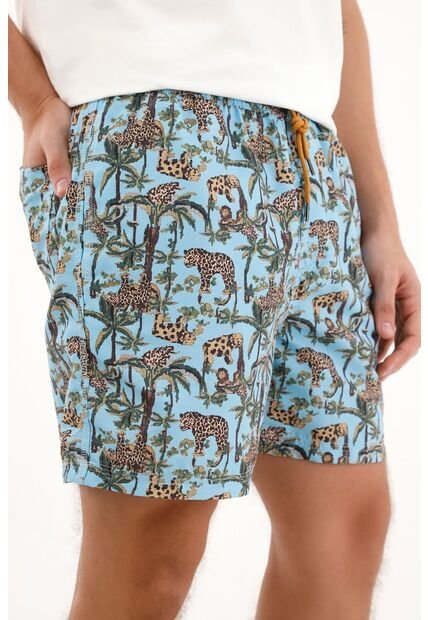 Tennis Pantaloneta De Baño Con Estampado Selva Para Hombre