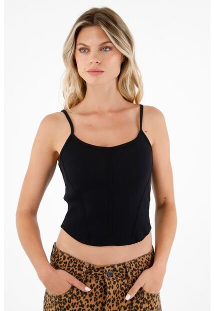 Tennis Camiseta Negra De Tiras Para Mujer