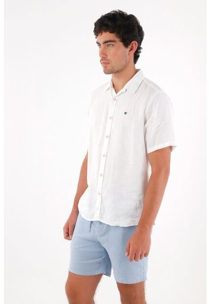 Tennis Bermuda En Lino Con Pretina Elástica Azul Para Hombre