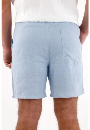 Tennis Bermuda En Lino Con Pretina Elástica Azul Para Hombre