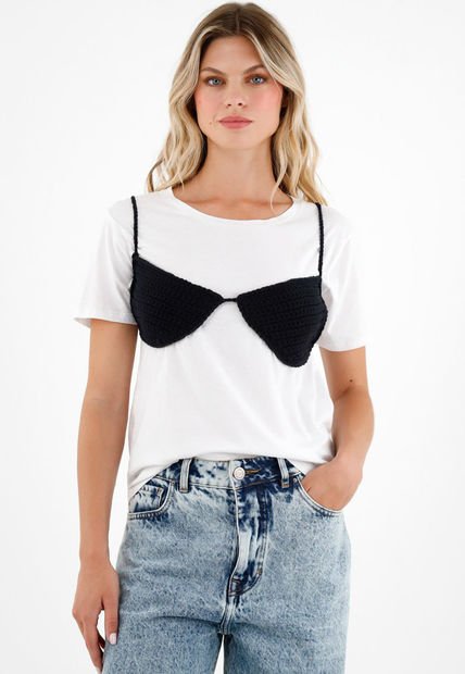Top Negro Tejido Para Mujer