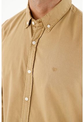 Camisa Manga Larga Café Para Hombre