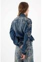Tennis Chaqueta Bomber Fit Relajado Con Bordado Floral En Algodón Azul índigo Para Mujer de Tennis
