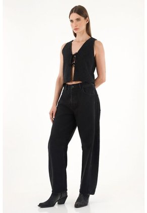 Tennis Jean Horseshoe Con Diseño Animal Print Negro Para Mujer