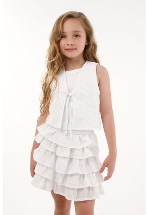 Chaleco En Ojalillo Blanco Para Niña