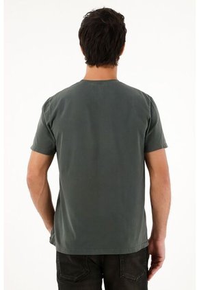 Camiseta Básica Manga Corta Verde Para Hombre